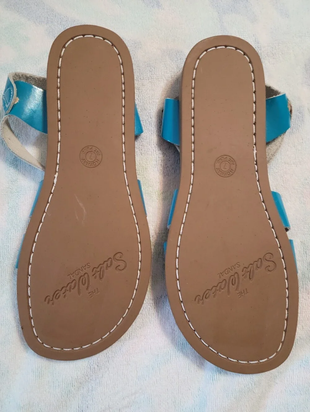 Ladies Sz 7 NWOT Turquoise Salt Water Sandals